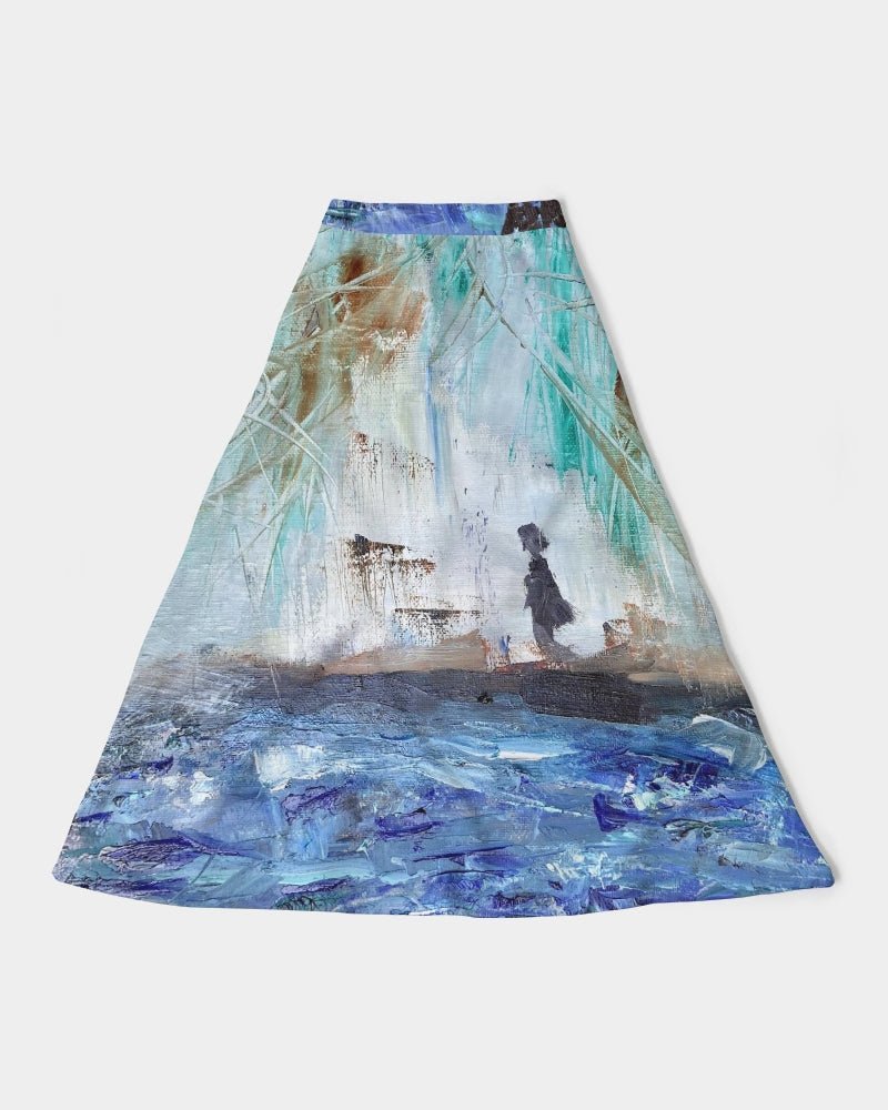 Walking at the Beach Women's A-Line Midi Skirt - FABA Collection