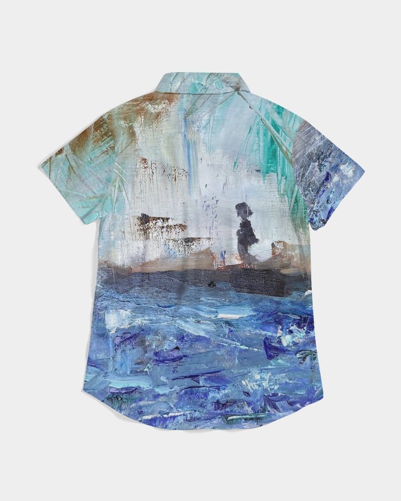 Walking at the Beach Women's Short Sleeve Button Up - FABA Collection