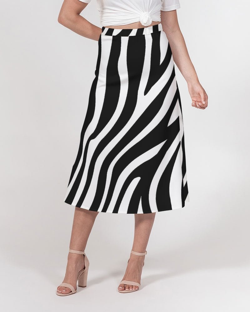 Women's A-Line Midi Skirt Zebra - FABA Collection