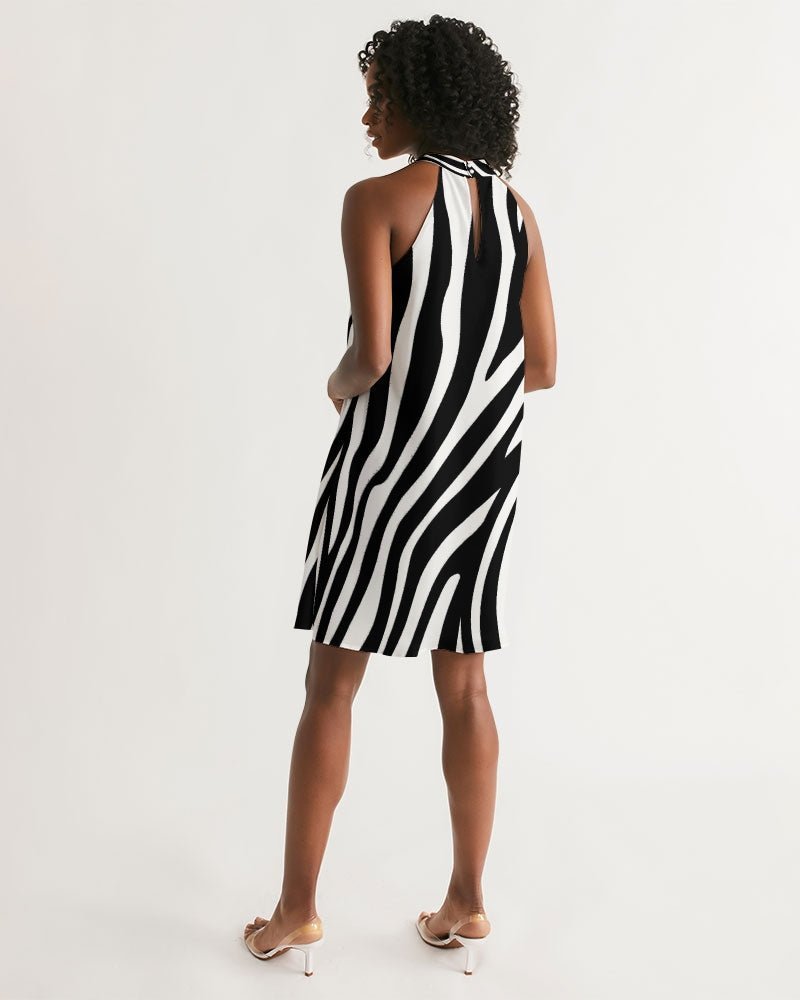 Women's Halter Dress Classic Zebra - FABA Collection