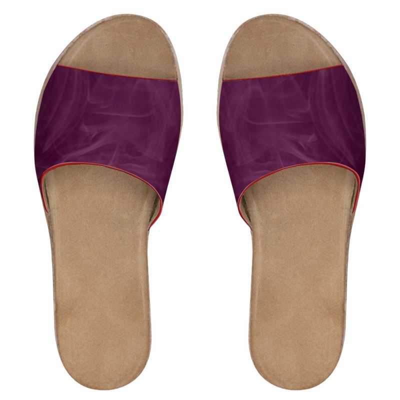 WOMEN'S LEATHER SLIDERS Pink Smoke - FABA Collection