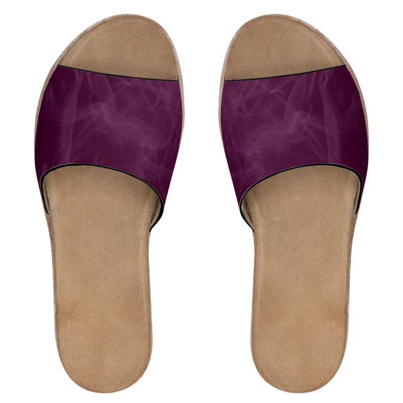 WOMEN'S LEATHER SLIDERS Pink Smoke - FABA Collection