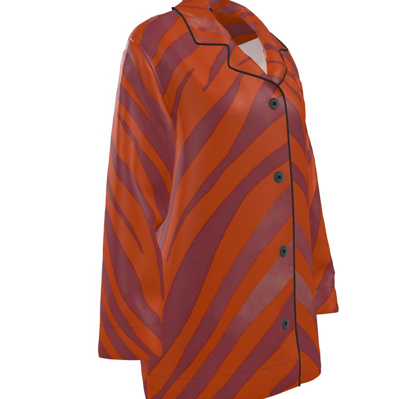 Women's Luxury Loungewear Shirt Red Zebra - FABA Collection