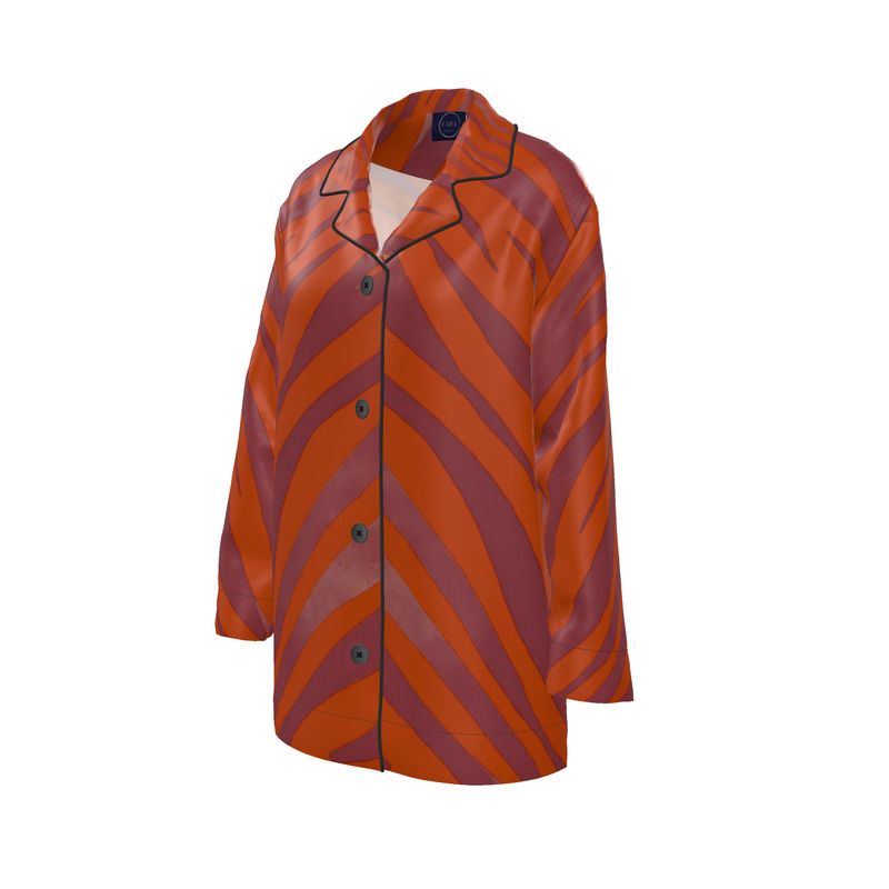 Women's Luxury Loungewear Shirt Red Zebra - FABA Collection