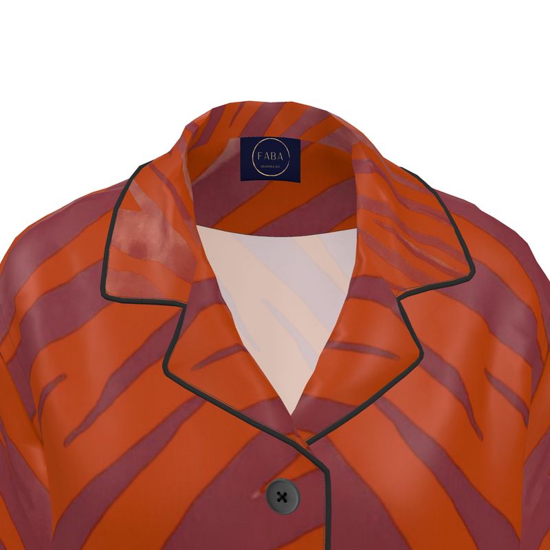 Women's Luxury Loungewear Shirt Red Zebra - FABA Collection