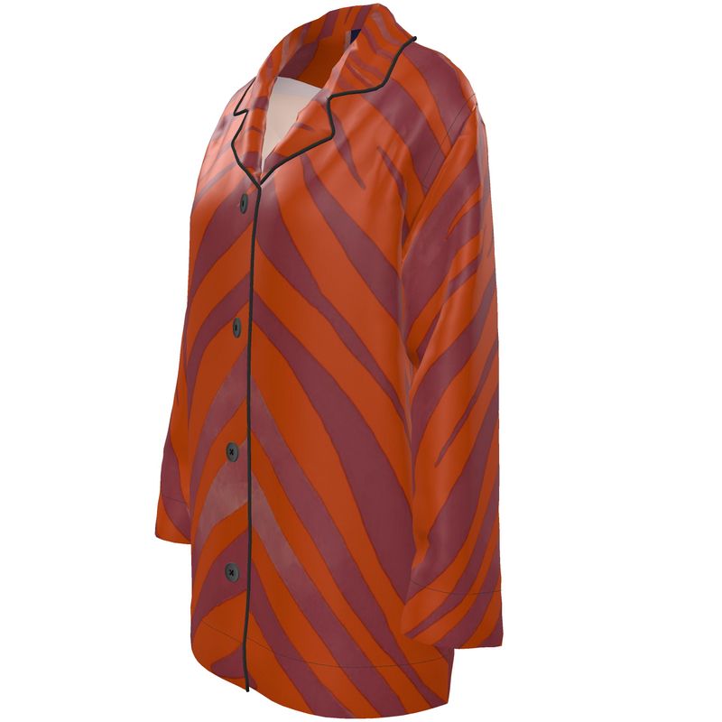 Women's Luxury Loungewear Shirt Red Zebra - FABA Collection