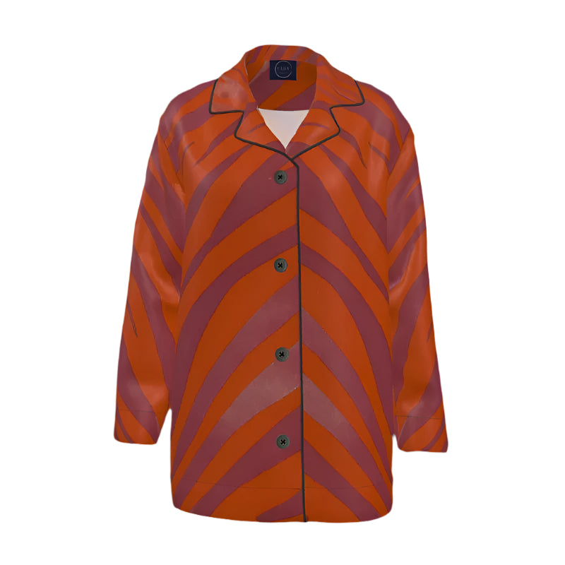 Women's Luxury Loungewear Shirt Red Zebra - FABA Collection