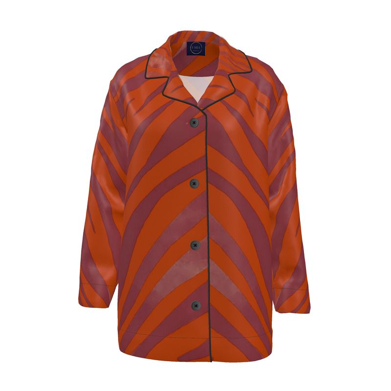 Women's Luxury Loungewear Shirt Red Zebra - FABA Collection