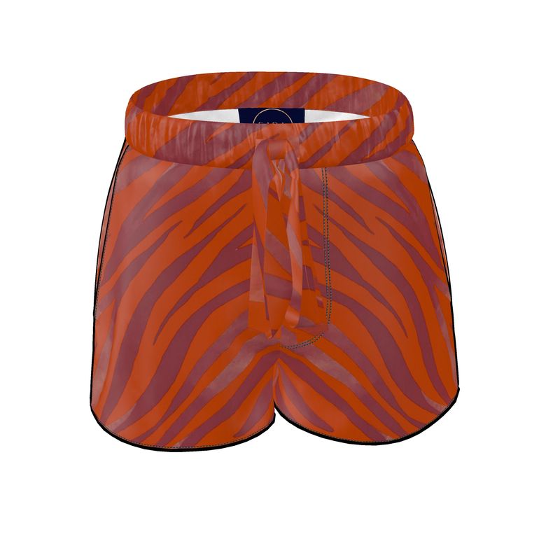 Women's Luxury Pyjama Shorts Red Zebra i - FABA Collection