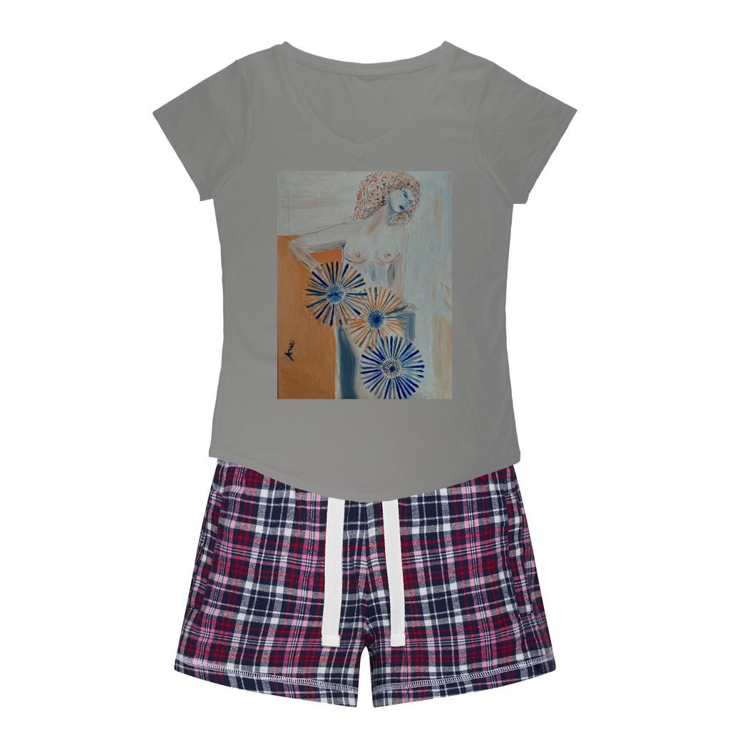 Women's Sleepy Tee and Flannel Short Self-portrait Spinning my Wheels - FABA Collection