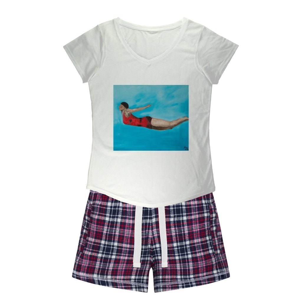 Women's Sleepy Tee and Flannel Short THE DIVER - FABA Collection