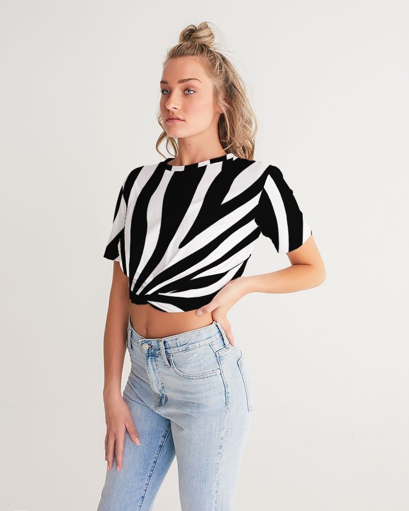 Zebra Women's Twist-Front Cropped Tee - FABA Collection
