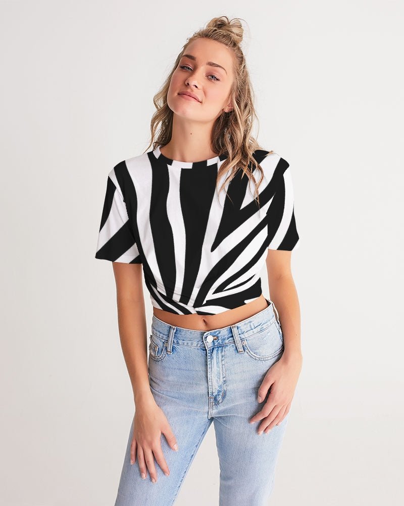 Zebra Women's Twist-Front Cropped Tee - FABA Collection