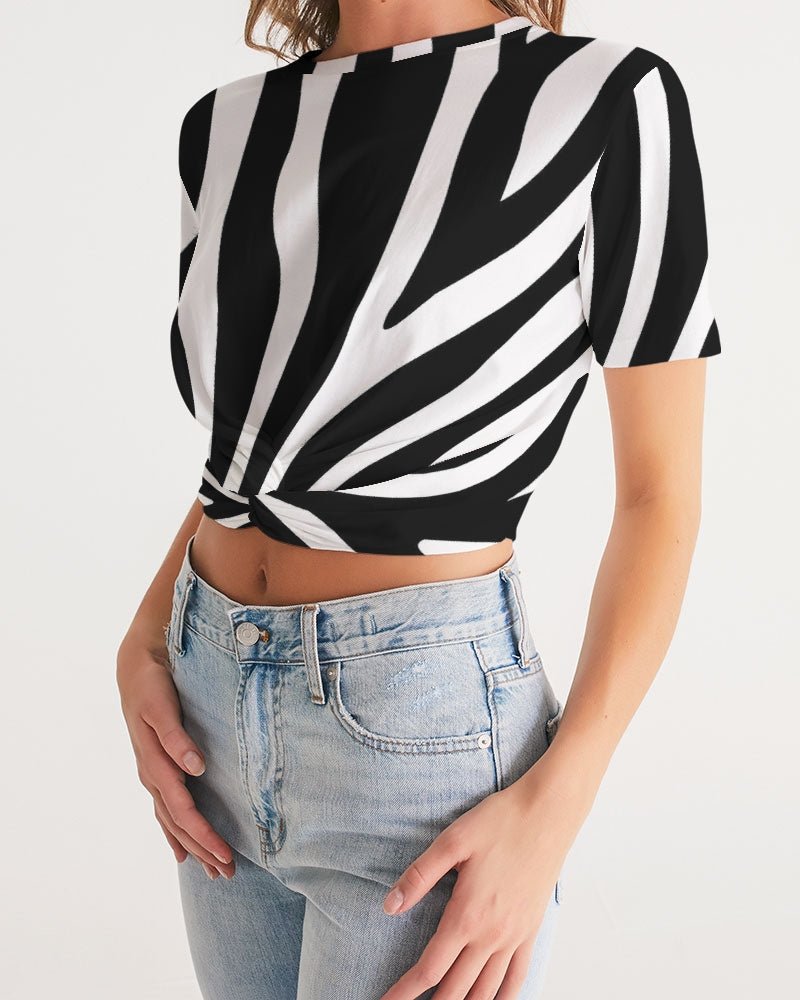 Zebra Women's Twist-Front Cropped Tee - FABA Collection