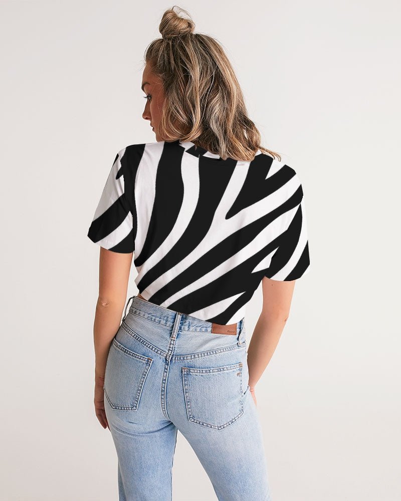 Zebra Women's Twist-Front Cropped Tee - FABA Collection
