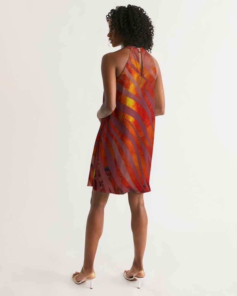 Inferno & Zebra Women's Halter Dress-FABA Collection 
