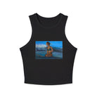 Black tank top with a surfer girl graphic 
