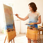 Ocean Beach Tunic T-Dress short sleeves rounded neckline 38in mid-thigh stretch velour recycled polyester cotton jersey with Ane Howard print