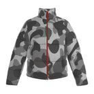 Grey Camouflage Men's Puffer Jacket - Red Accents