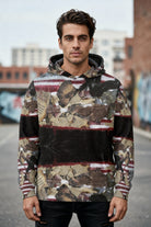 Flag Oversized Hoodie unisex relaxed fit 100% eco-poly fabric OEKO certified handmade in London with Ane Howard mixed media artwork