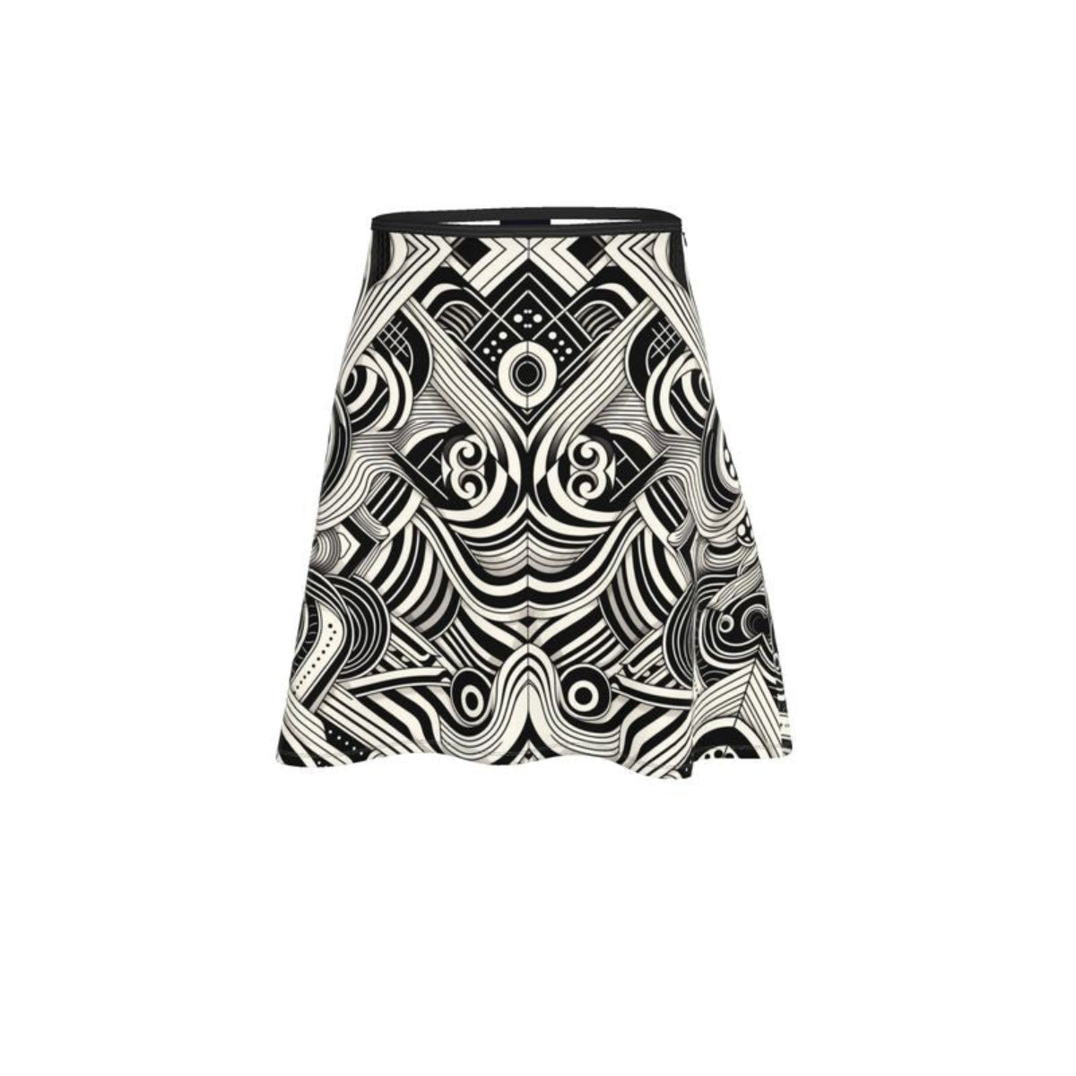 Monochrome Geometric Flare Skirt FABA Collection
