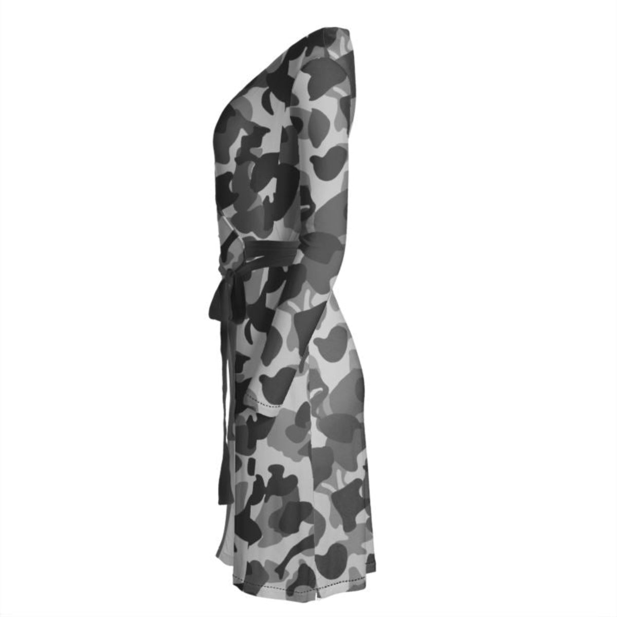 Sideway Black and White Camo Wrap Dress FABA COLLECTION