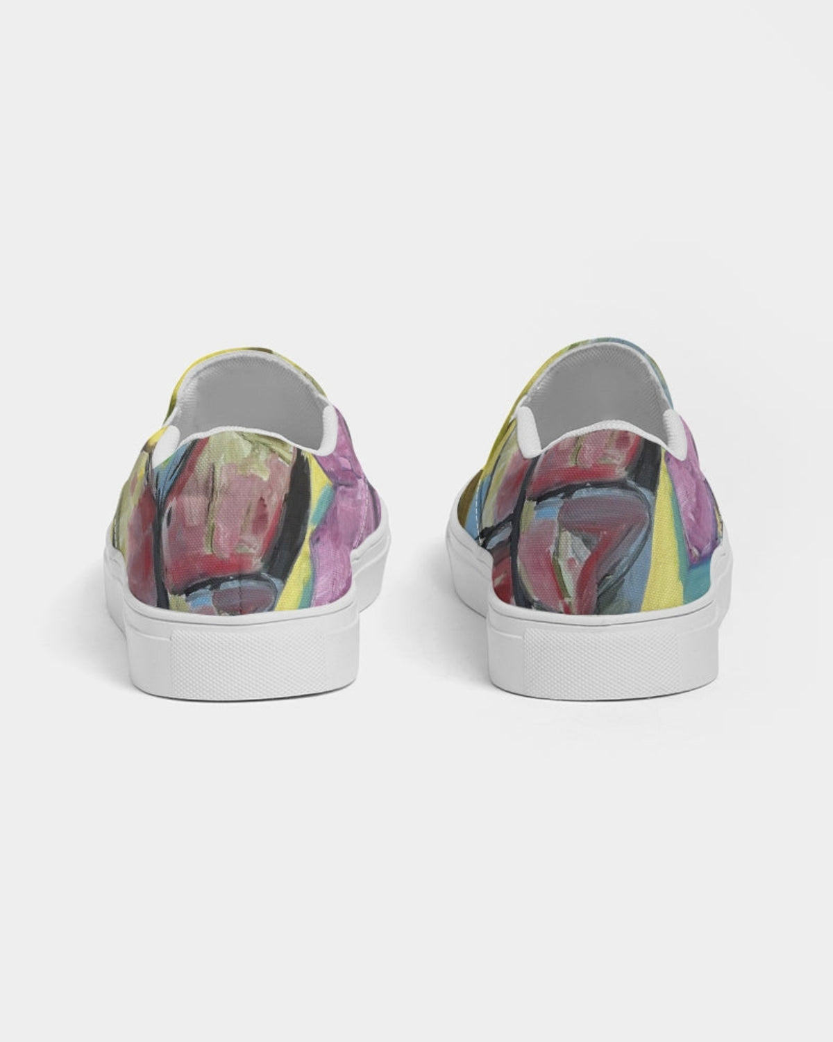 Colorful slip-on sneakers on a white background