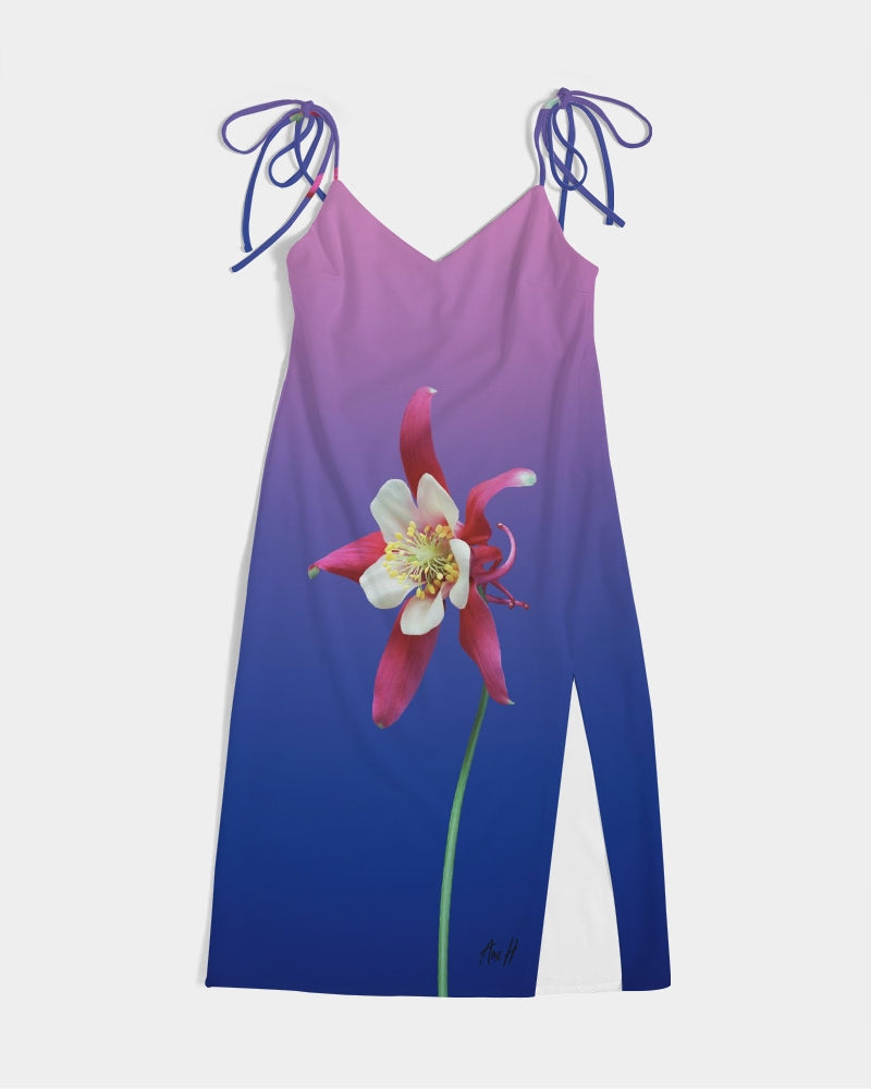 One Flower Women's Tie Strap Split Dress-FABA Collection 