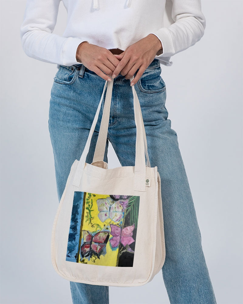 Organic Cotton Canvas Market Tote Papillons and Fern | Econscious-FABA Collection 