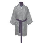 Luxe Kimono Grey Smoke silk robe 3/4 sleeves twin belt loops classic t-shape handmade in London artwork by Ane Howard