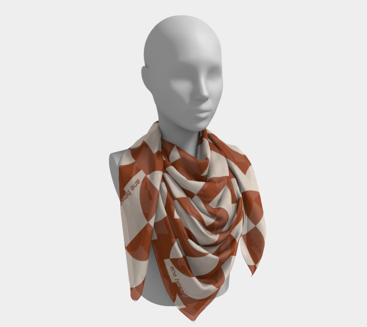 Mannequin wearing a red and white checkered scarf on a light gray background