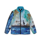 Colorful jacket with artistic design on a white background