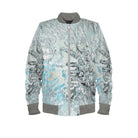 Camouflage-patterned jacket with gray accents on a white background