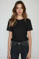 Cotton-model -Deep_Black_Loose_Tee