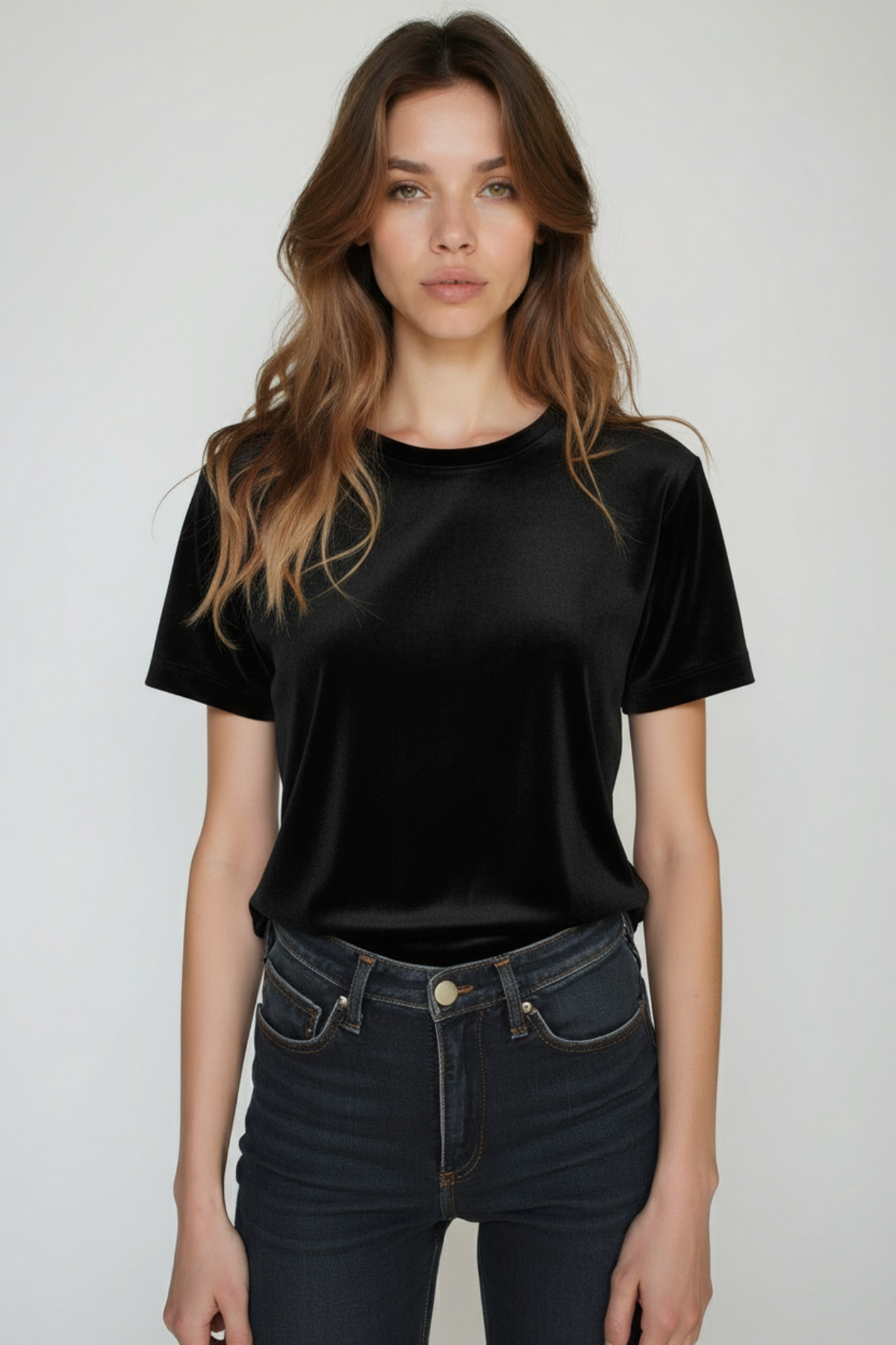 model-velour-Deep_Black_Loose_Tee