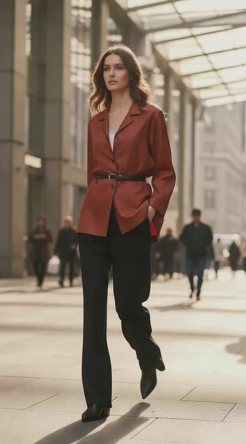 Rust Loungewear Silk Shirt - FABA