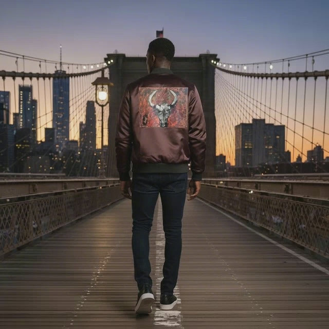 Cow Skull Reversible Silk  Bomber Jacket - Limited Edition