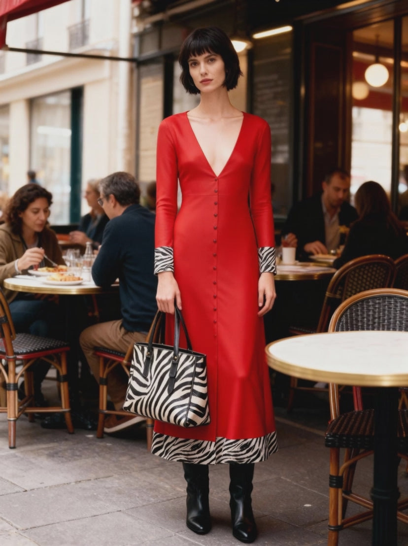 Zebra Knit Long Cardigan Dress