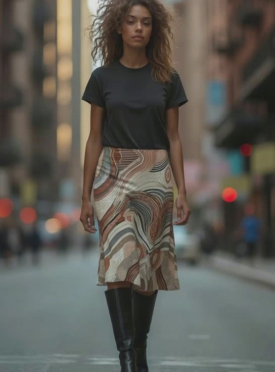 Rust BauHaus Midi Skirt