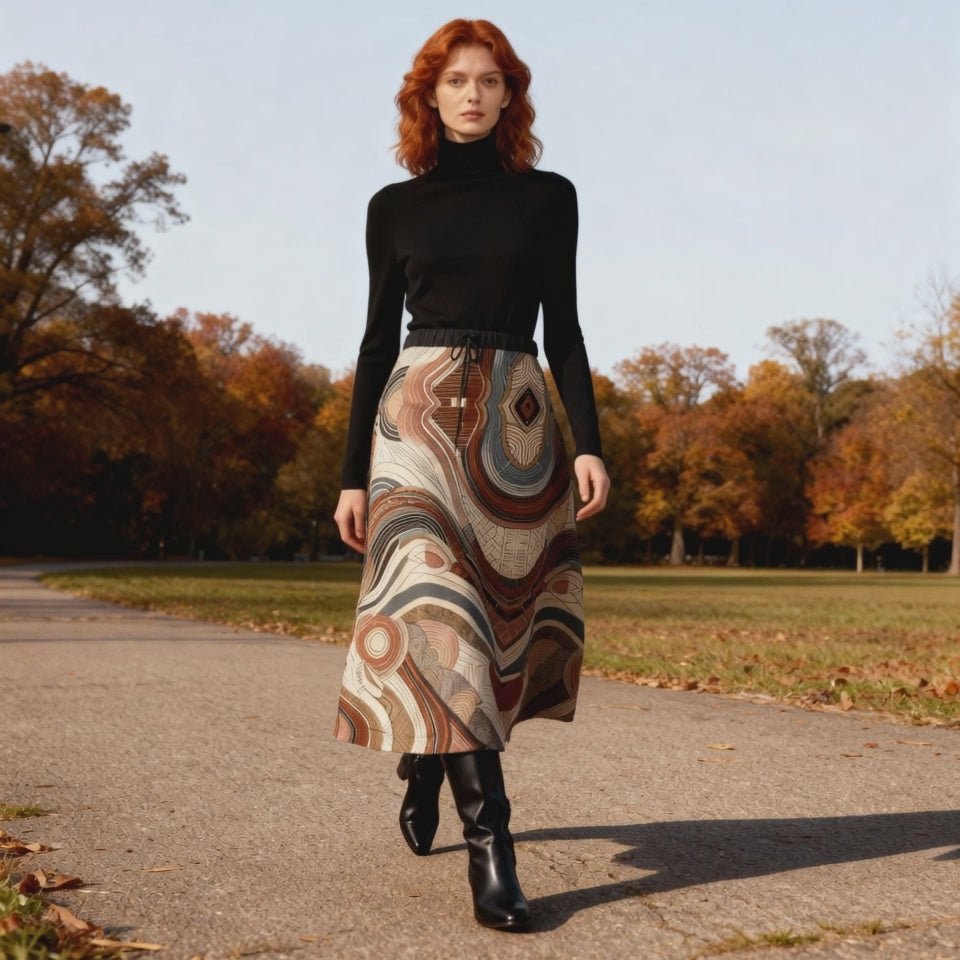 Rust Bauhaus Maxi Skirt Exclusive to FABA