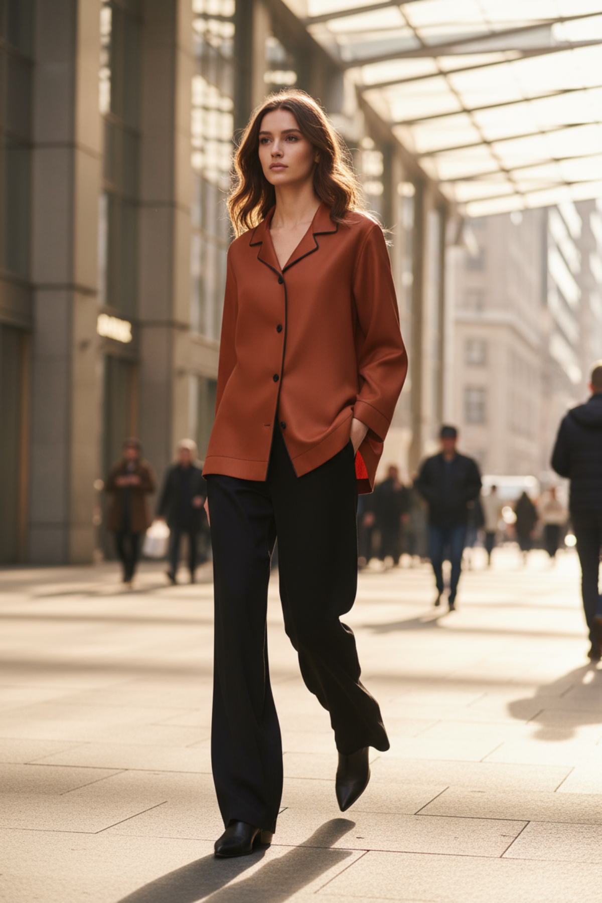 rust-shirt-black-pants