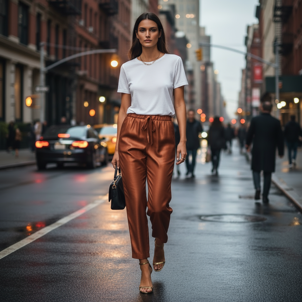 Rust Silk Pants - FABA
