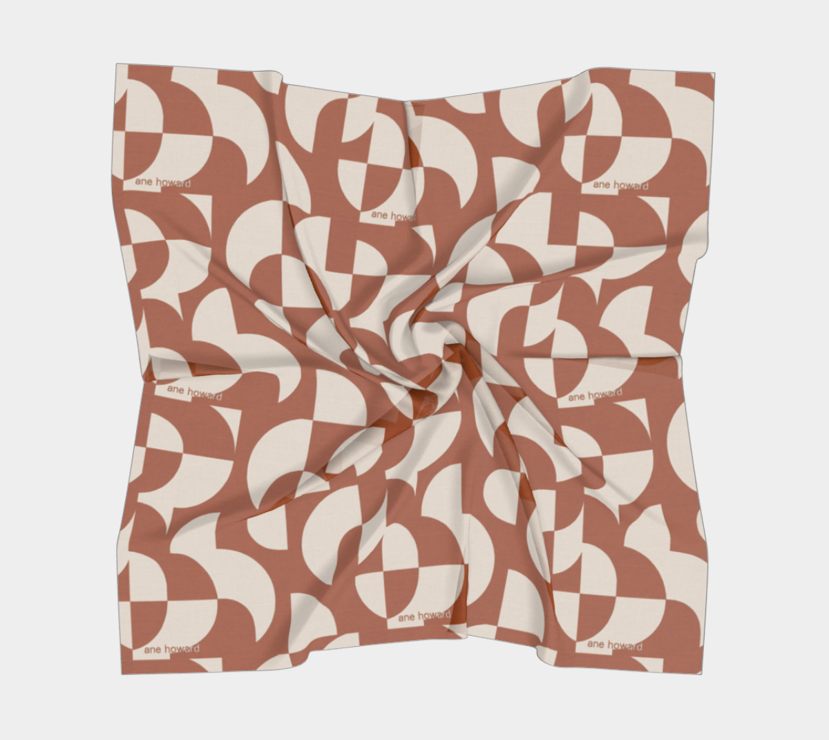 Geometric patterned fabric square on a white background
