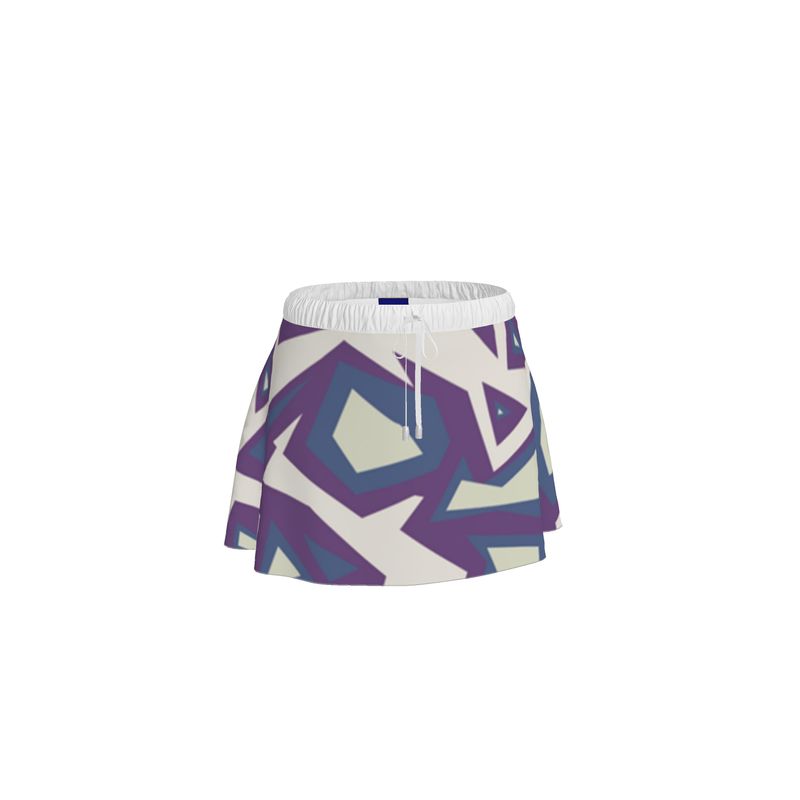 short mauve geo skirt two layer