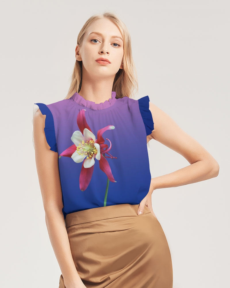 One Flower Women's Ruffle Sleeve Top-FABA Collection 