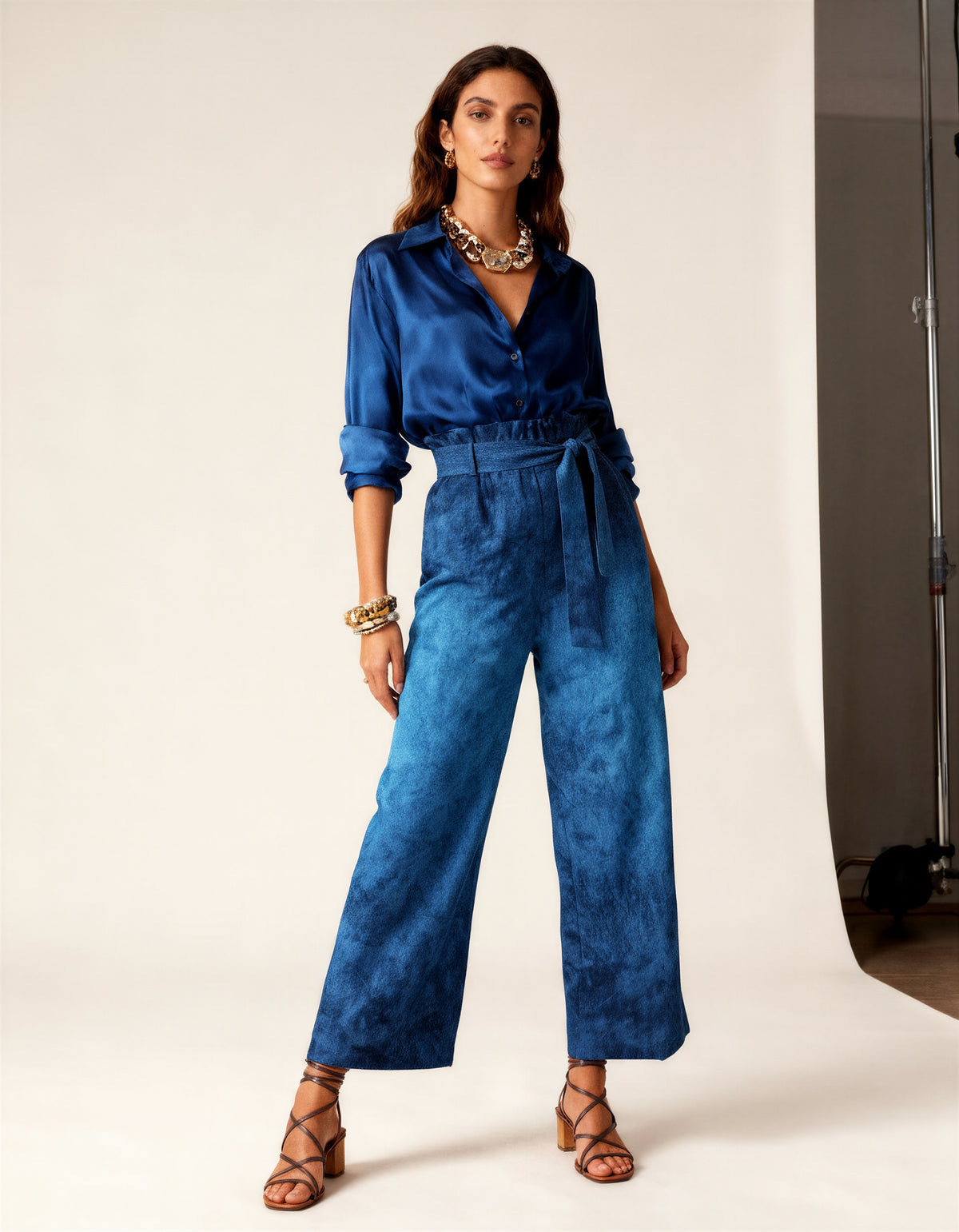 True Blue Women's High-Rise Wide Leg Pants- FABA