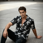 Urban Decay Organic Cotton Men's Shirt short sleeve button up Revere collar mother of pearl buttons artwork by Ane Howard