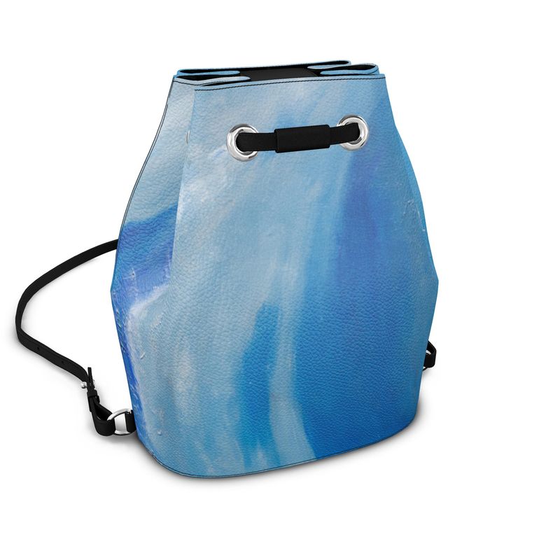 Leather Bucket Backpack Blue Wave-FABA Collection 