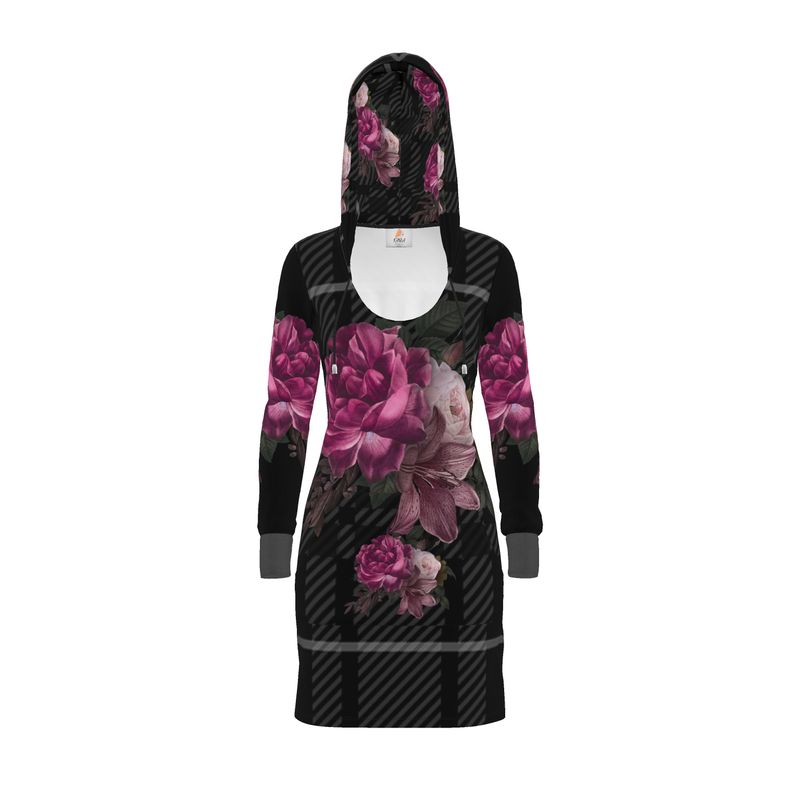 Eco-friendly Hoodie Dress Tartan Floral-FABA Collection 