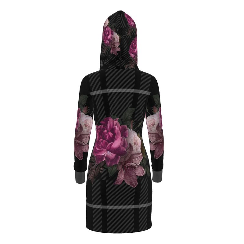 Eco-friendly Hoodie Dress Tartan Floral-FABA Collection 